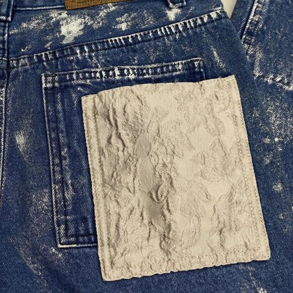 NEW BIRTH OF ROYAL CHILD Men’ Embossed Silver Washed Denim Straight Jeans Size L - Picture 8 of 11